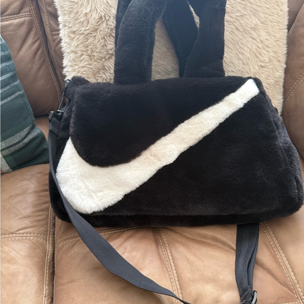 Nike Black and White Faux Fur Tote - Picture 7 of 7